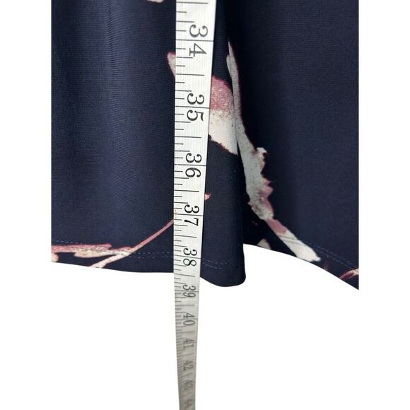 Lauren Ralph Lauren Floral Print Shift Dress Size 16 Navy Sleeveless Liquid Knit - Picture 10 of 11